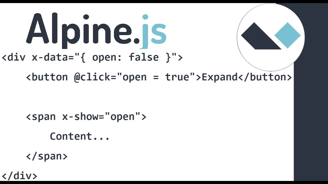 Display HTML content with reactive variables: x-data, click and x-show 4 in Alpine JS