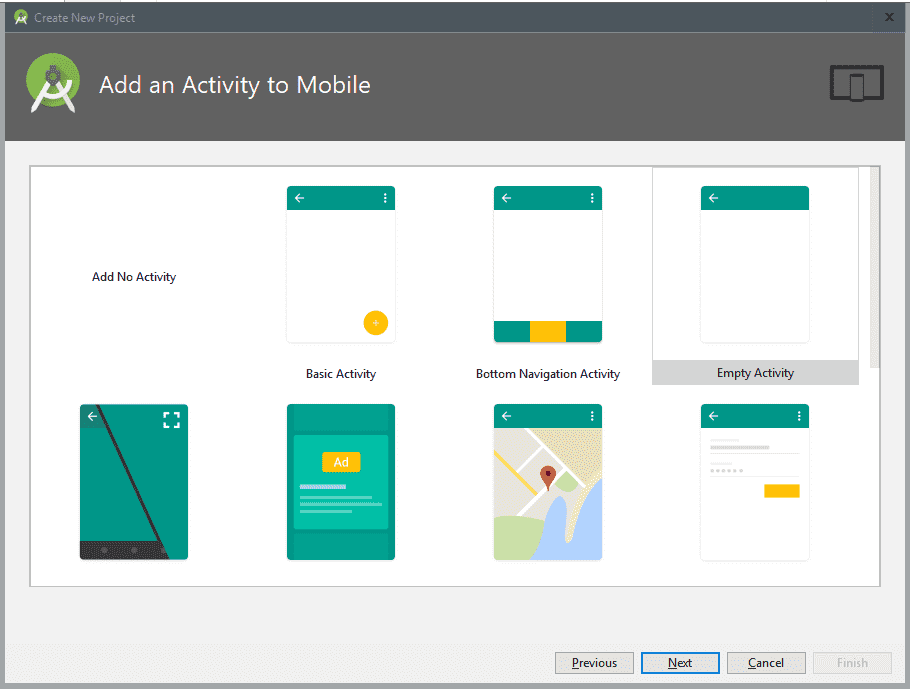 empty activity android sdk