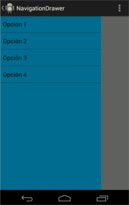 menú lateral en android alineado a la izquierda
