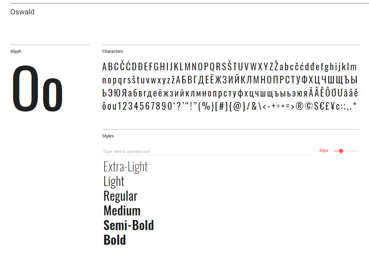 Fuente Oswald Google font