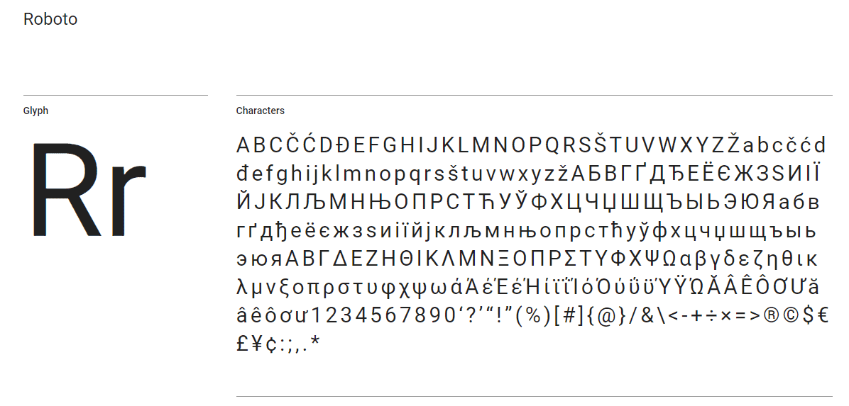 Fuente Roboto Google font