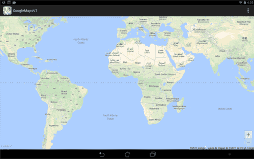 ejemplo de google maps corriendo en un dispositivo android